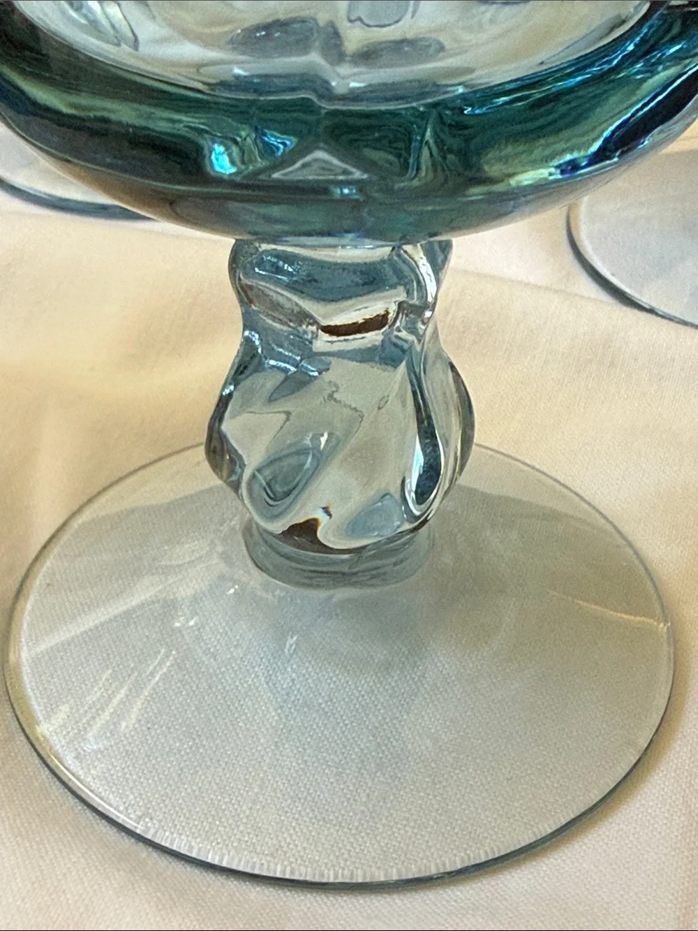 Vintage set of 4 Fostoria Jamestown Blue Stemmed soda sandae footed  Glass